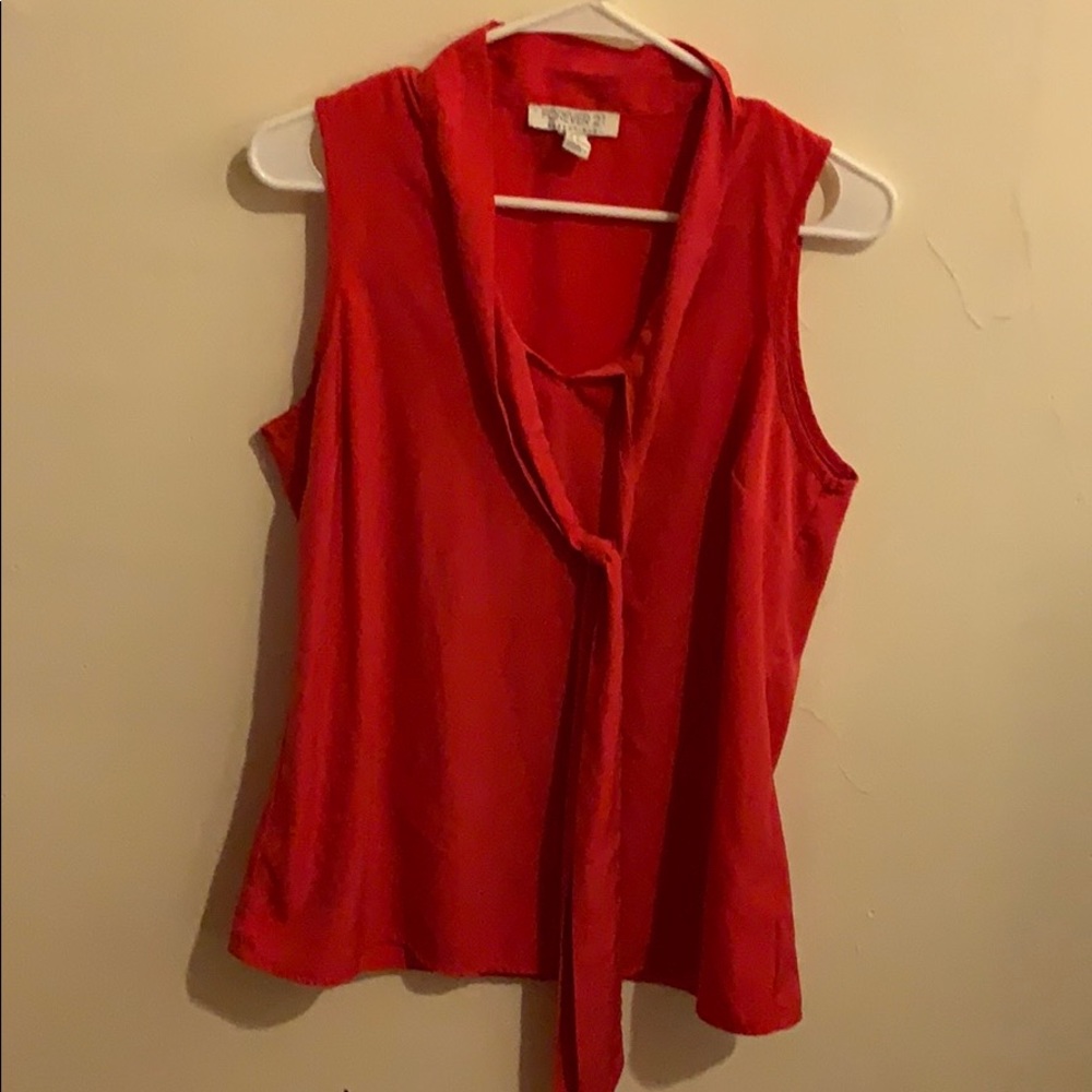 Coral Tank Top with Front Tie